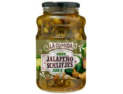 Groene jalapeno pepers schijfjes, pot 2550 gr