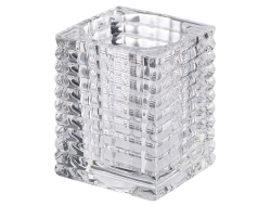 Relight houder glas ribbed 98 x 76 mm transparant per stuk, doos 6 stuks