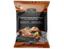 Geroosterde kipfilet 90-110 gr 2,5 kg per zak, doos 2 zakken.