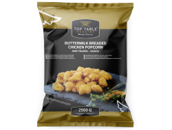 Buttermilk kip popcorn gepaneerd 2,5 kg per zak, doos 2 zakken.