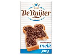 Chocolade hagelslag melk 390 gr per pak, doos 18 pakken