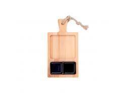Borrel foodplank 35 cm 2-vaks met 2 schaaltjes 7 cm zwart, doos 2 stuks
