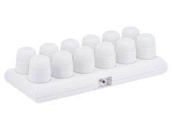 Theelicht LED oplaadbaar warm wit met afstandsbediening, set 12 stuks