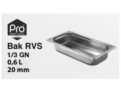 Bak RVS 1/3 GN 0,6 ltr 20 mm, per stuk