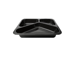Menuschaal 3-vaks 22,7x17,8x4,9 cm zwart plastic, pak 50 stuks
