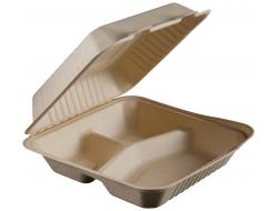 Menubox suikerriet 3-vaks 23x23 cm, pak 50 stuks