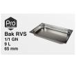 Pro Smart Choice Tools Bak RVS 1/1 GN 9 ltr, 65 mm, per stuk