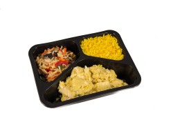 Viscurry thais met roerbakmix en gele rijst halal 3V, bak 500 gr