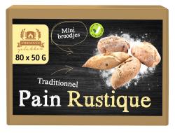 Mini broodjes 50 gr per stuk, doos 80 stuks