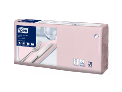 Lunchservet lichtroze 1/4 vouw 2-laags 33x33 cm,  pak 200 stuks