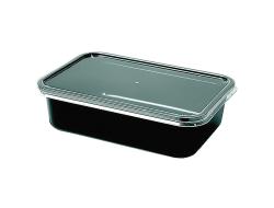 Bak 750 ml met deksel PP zwart, krimp zwart, krimp 25 stuks