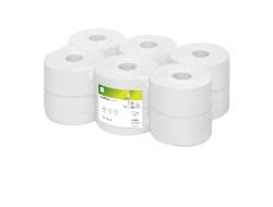 Mini jumbo toiletpapier comfort 2-laags 180 mtr per rol, folie 12 rollen.