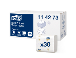 Zacht gevouwen toiletpapier wit T3 premium 2-laags,  doos 7560 stuks