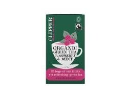 Groene thee frambozen mint biologisch 1,75 gr per zakje, doosje 25 zakjes