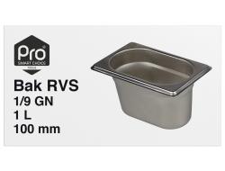 Bak RVS 1/9 GN 1 ltr 100 mm, per stuk